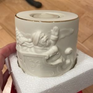 Lenox Santa porcelain light ivory candle holder